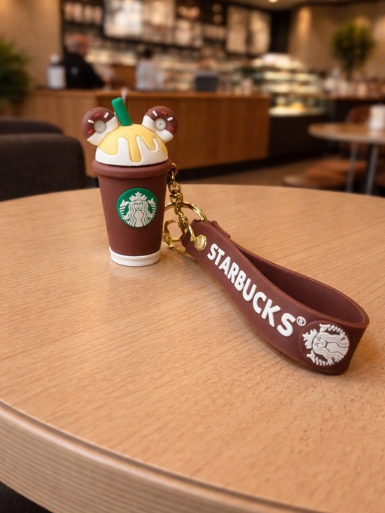 Starbucks Accessories - Starbucks Brown & Yellow Frappuccino Silicone Keychain Wristlet